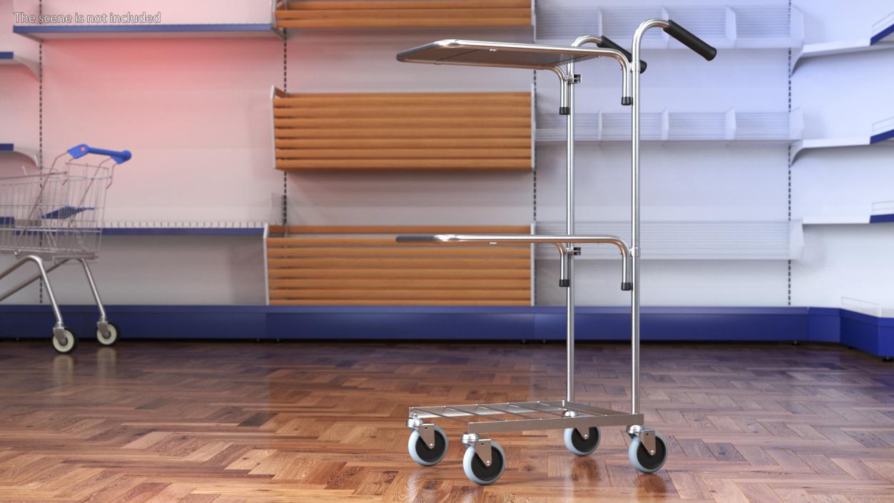 3D model Steel Mini Trolley With Two Shelves