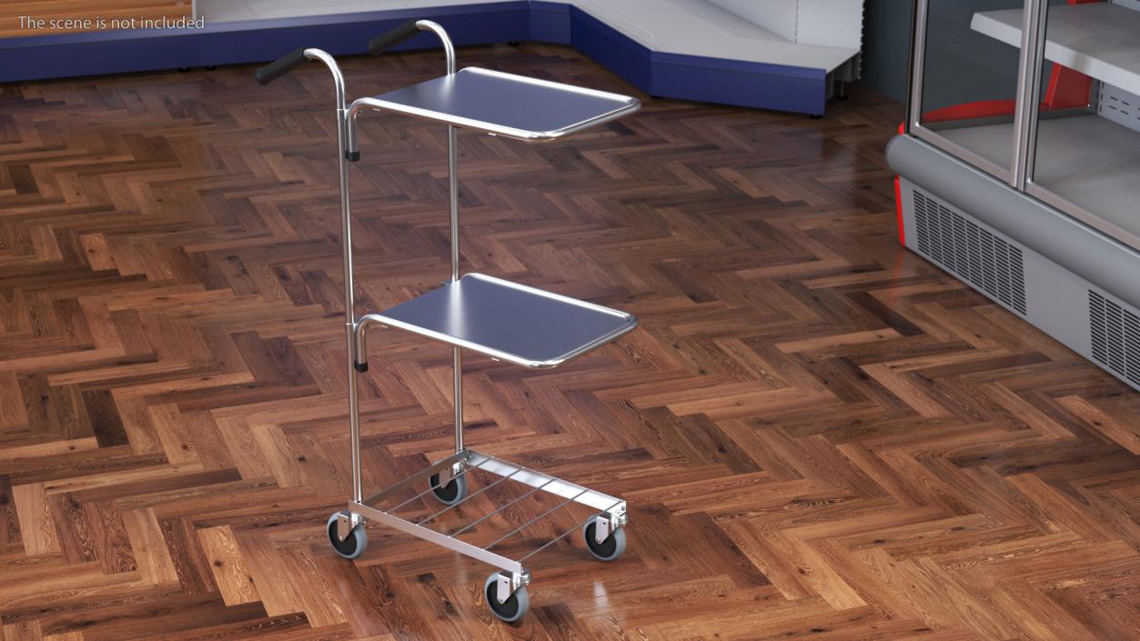 3D model Steel Mini Trolley With Two Shelves