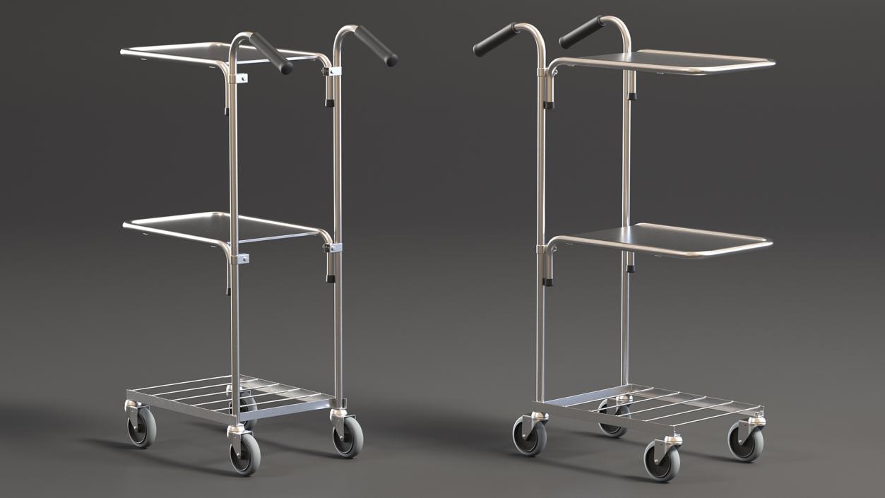 3D model Steel Mini Trolley With Two Shelves