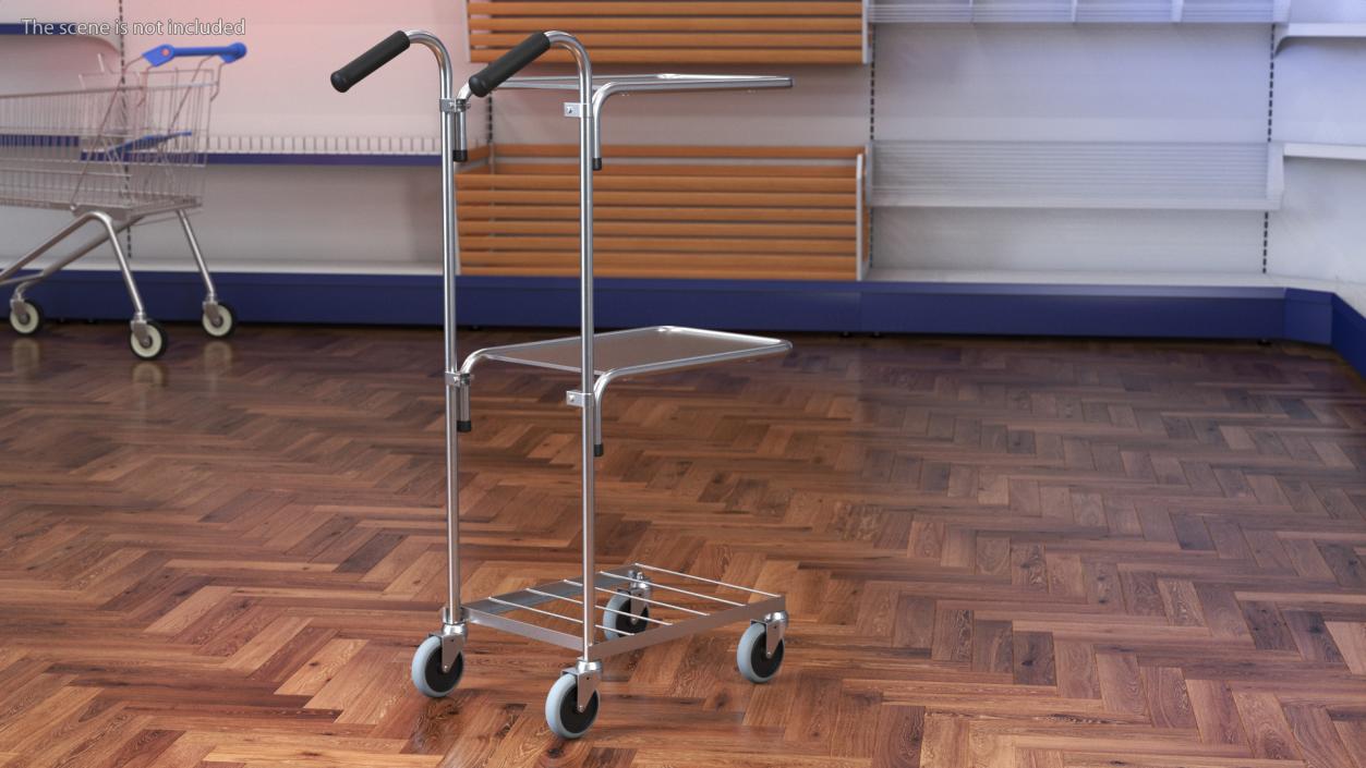 3D model Steel Mini Trolley With Two Shelves