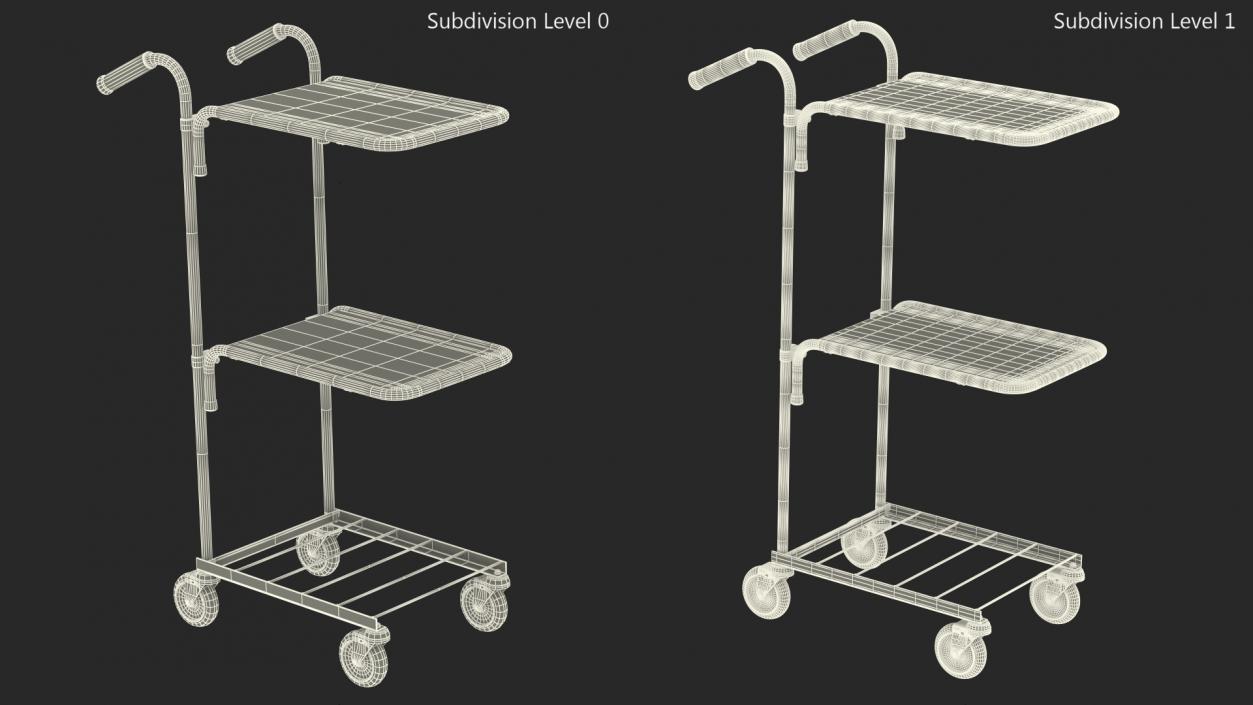 3D model Steel Mini Trolley With Two Shelves