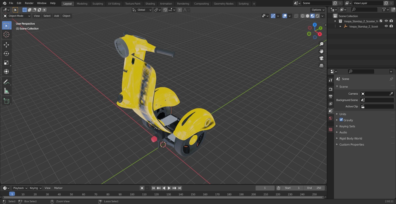 3D model Vespa Standup Z-Scooter Yellow