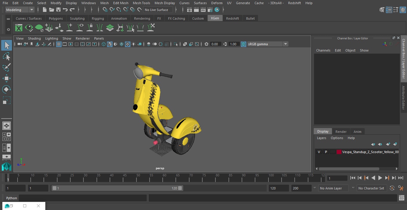 3D model Vespa Standup Z-Scooter Yellow