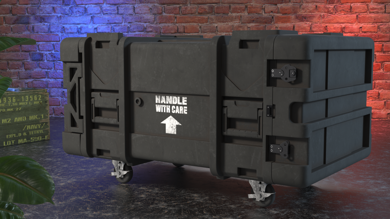 3D Wheeled Military Tough Storage Trunk Aged