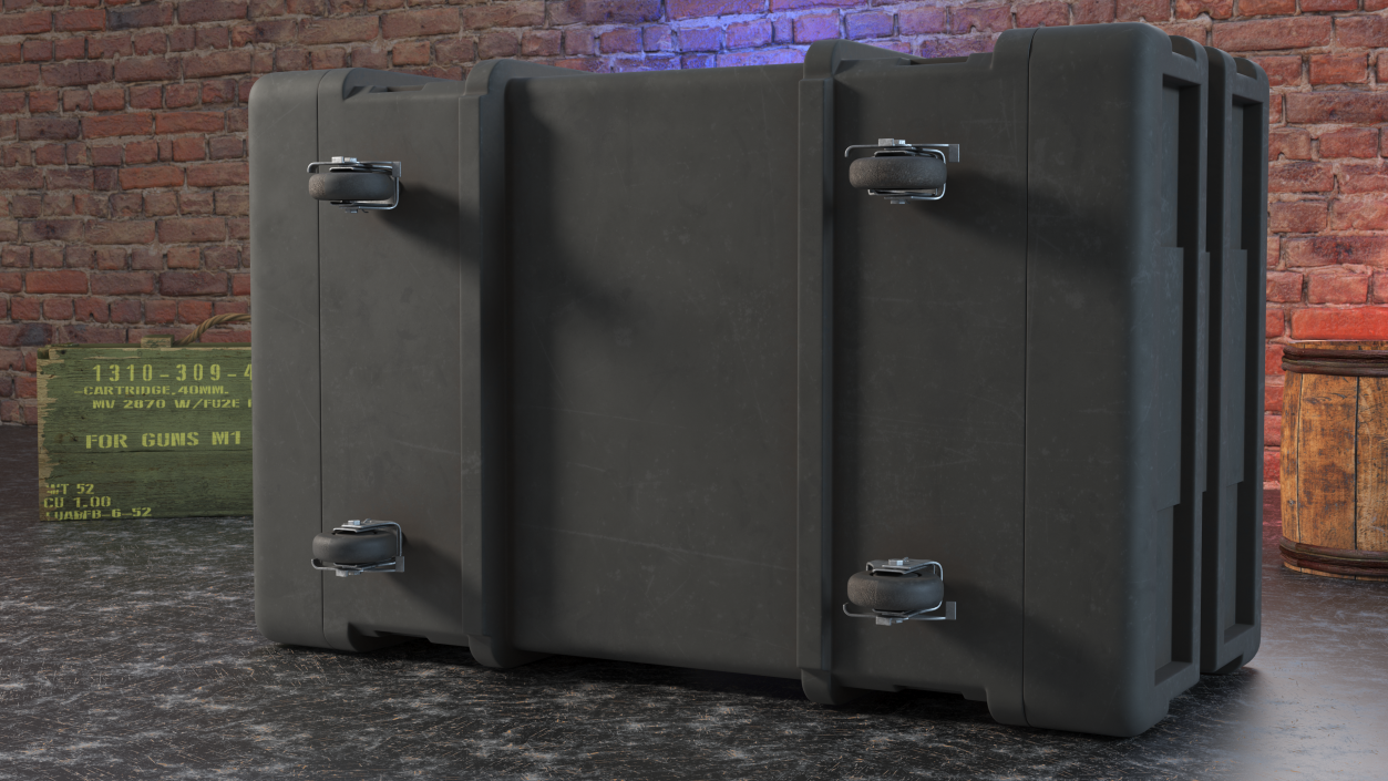 3D Wheeled Military Tough Storage Trunk Aged