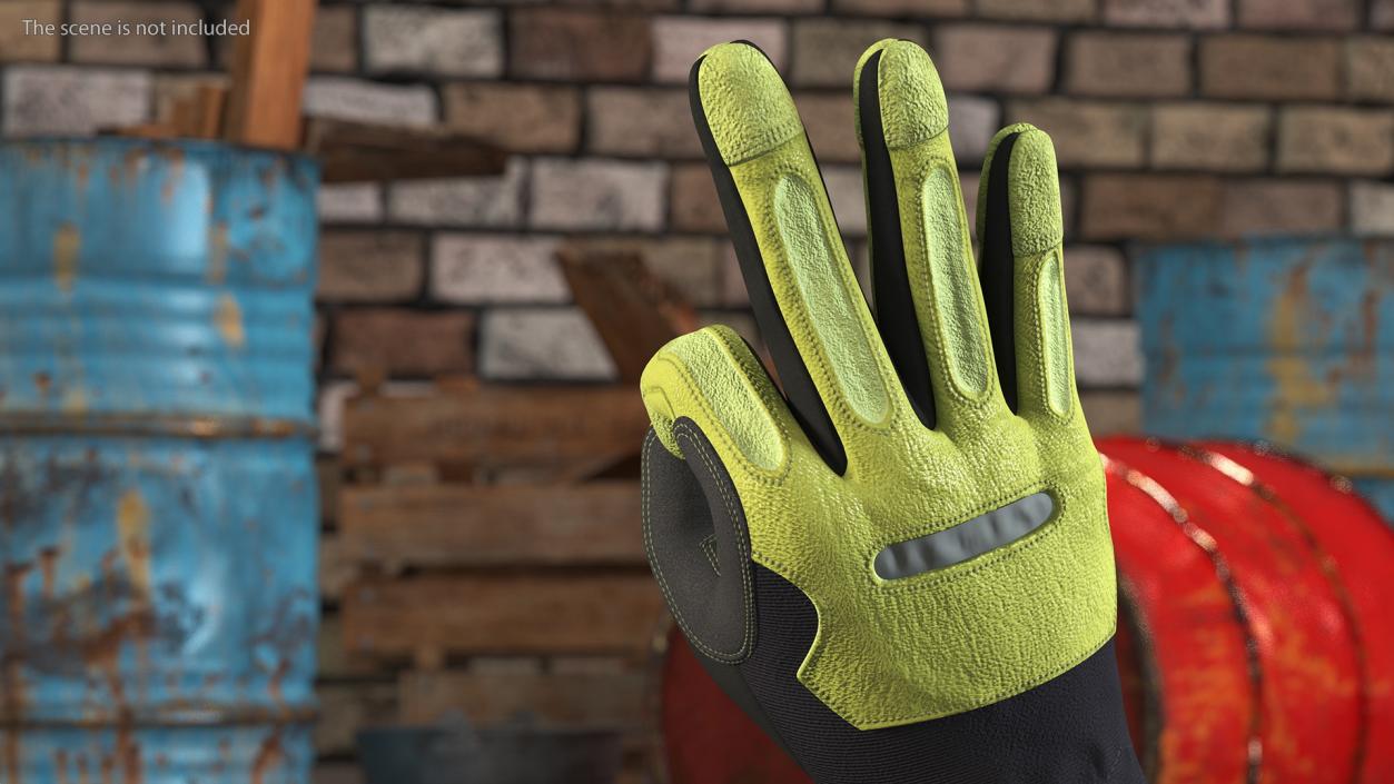 3D model Heavy Duty Safety Gloves OK Hand Gesture