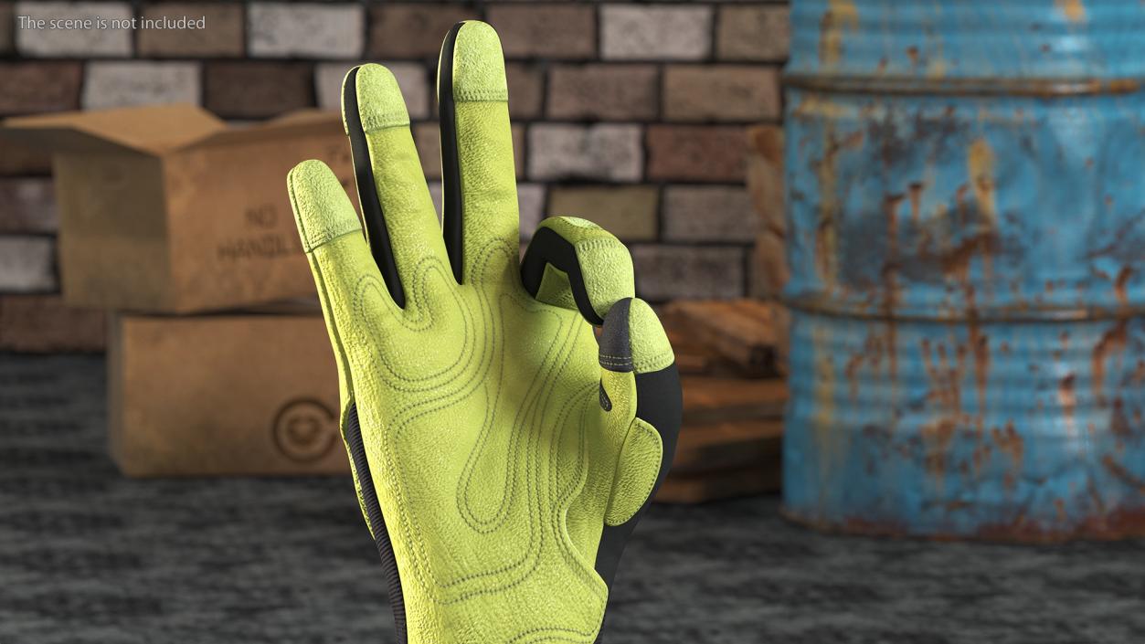 3D model Heavy Duty Safety Gloves OK Hand Gesture