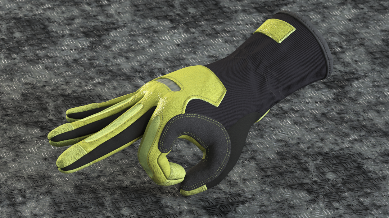 3D model Heavy Duty Safety Gloves OK Hand Gesture