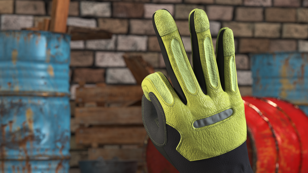 3D model Heavy Duty Safety Gloves OK Hand Gesture