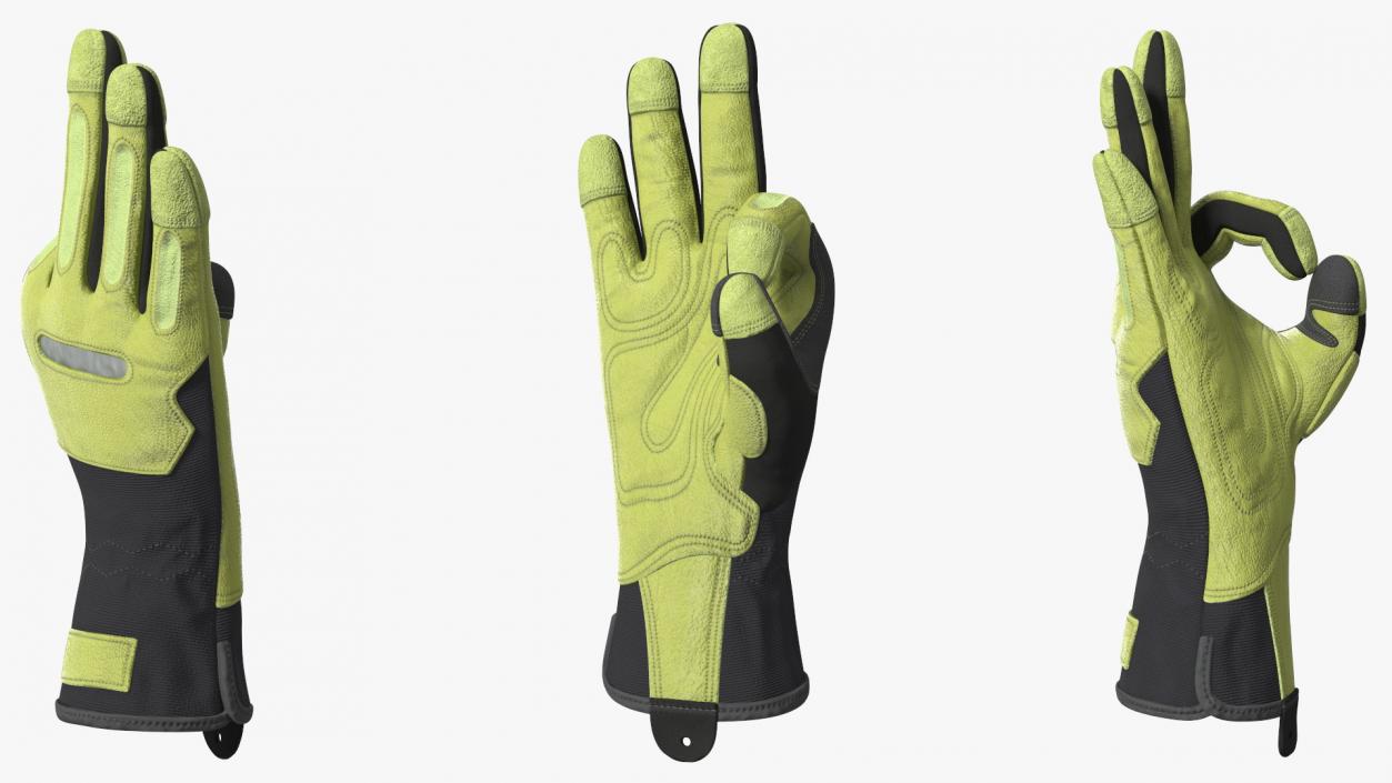 3D model Heavy Duty Safety Gloves OK Hand Gesture