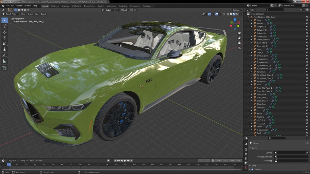 3D Ford Mustang 2024 Green model