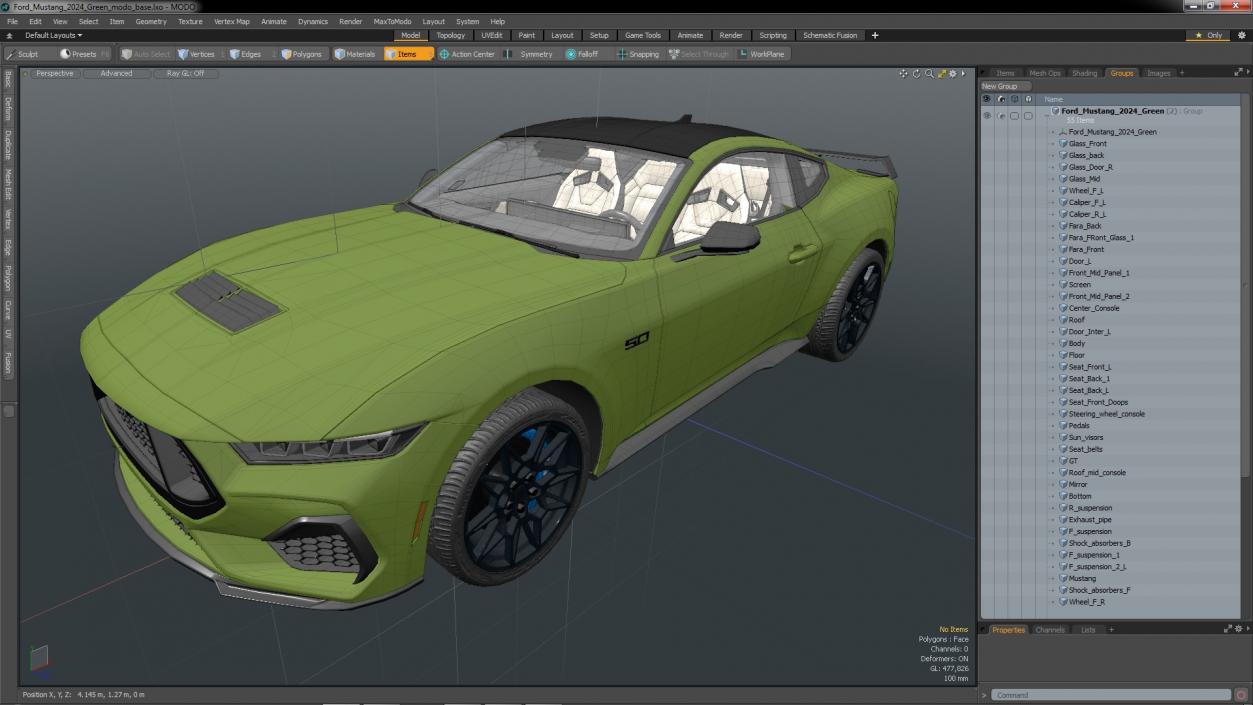 3D Ford Mustang 2024 Green model