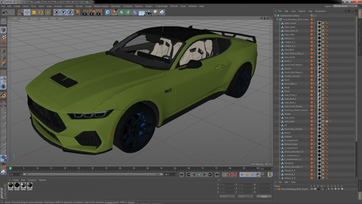 3D Ford Mustang 2024 Green model