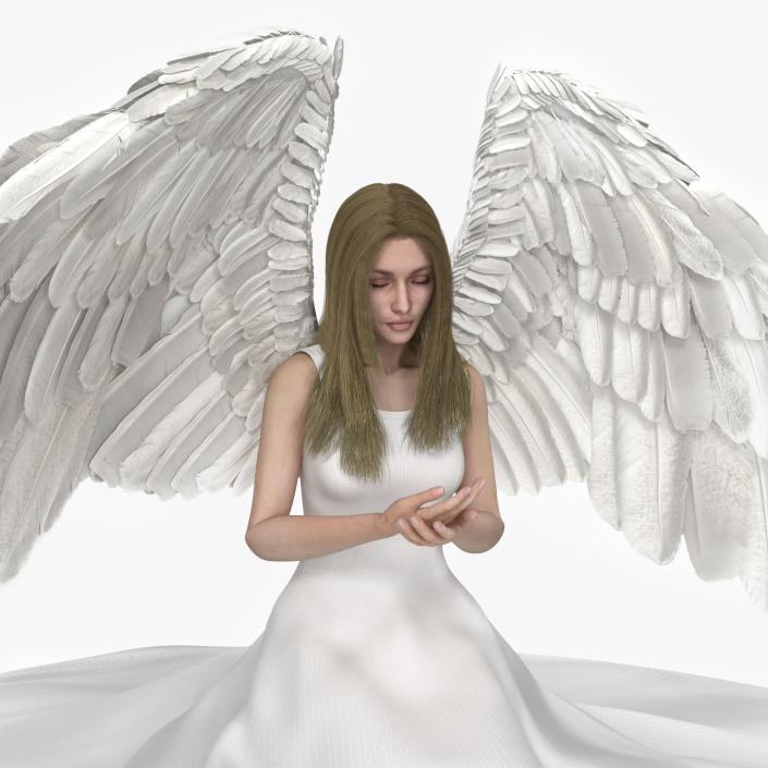 Blonde Girl Angel Praying 2 3D