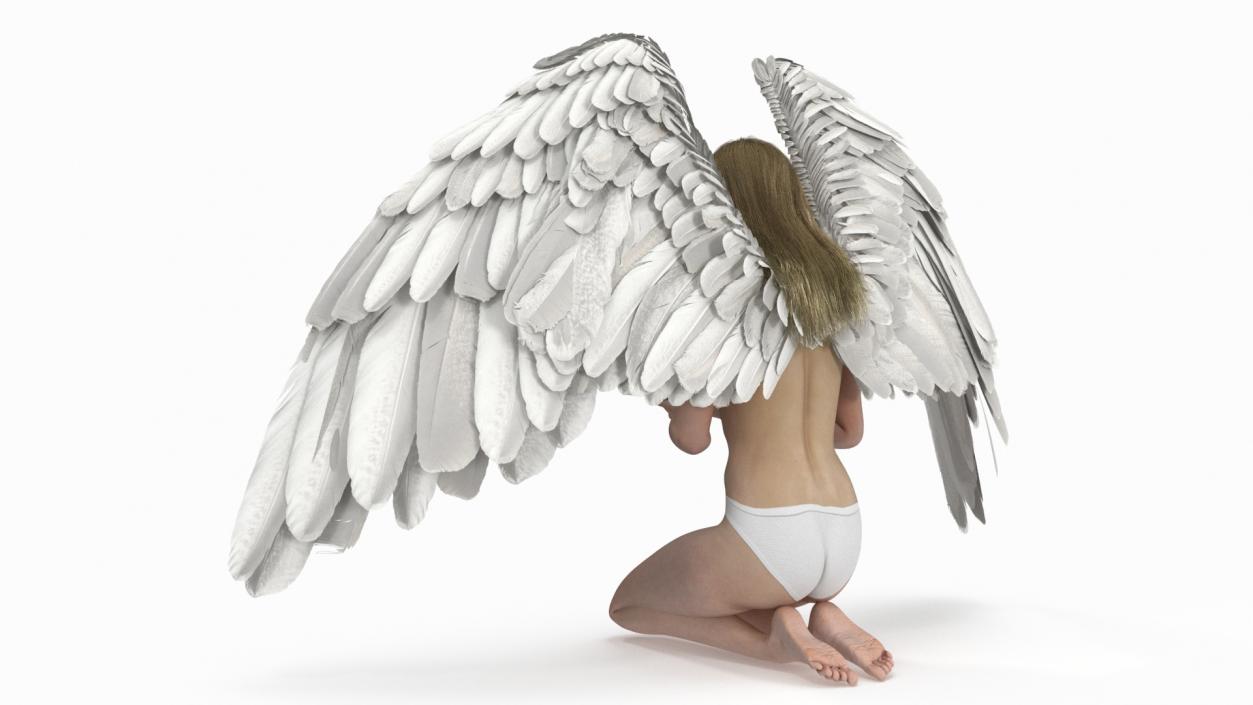 Blonde Girl Angel Praying 2 3D