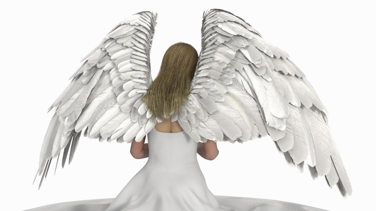 Blonde Girl Angel Praying 2 3D