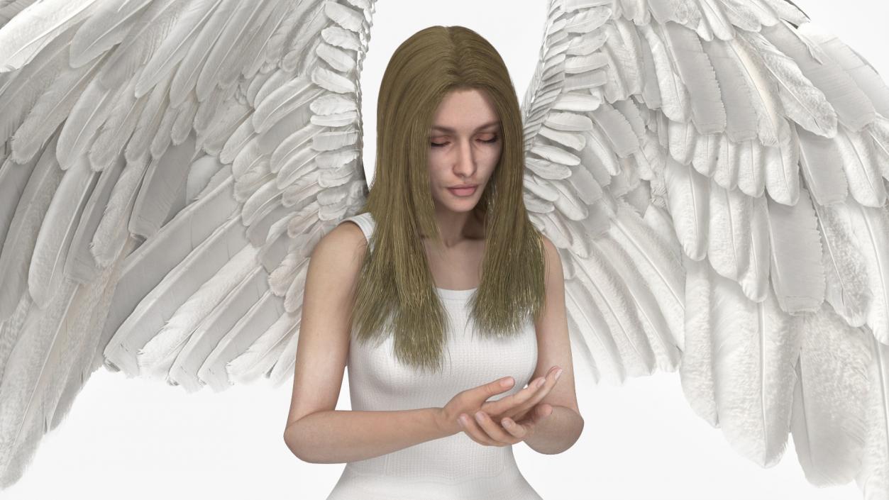 Blonde Girl Angel Praying 2 3D