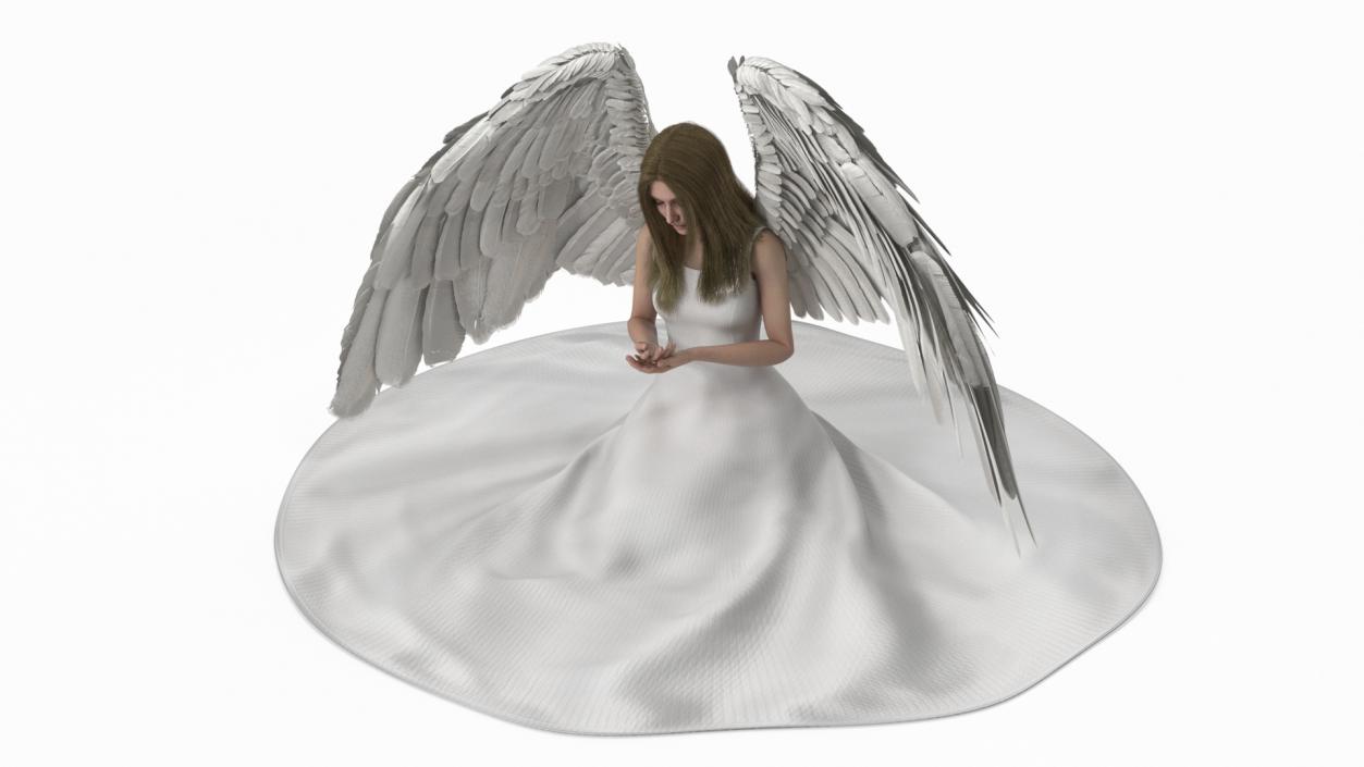 Blonde Girl Angel Praying 2 3D