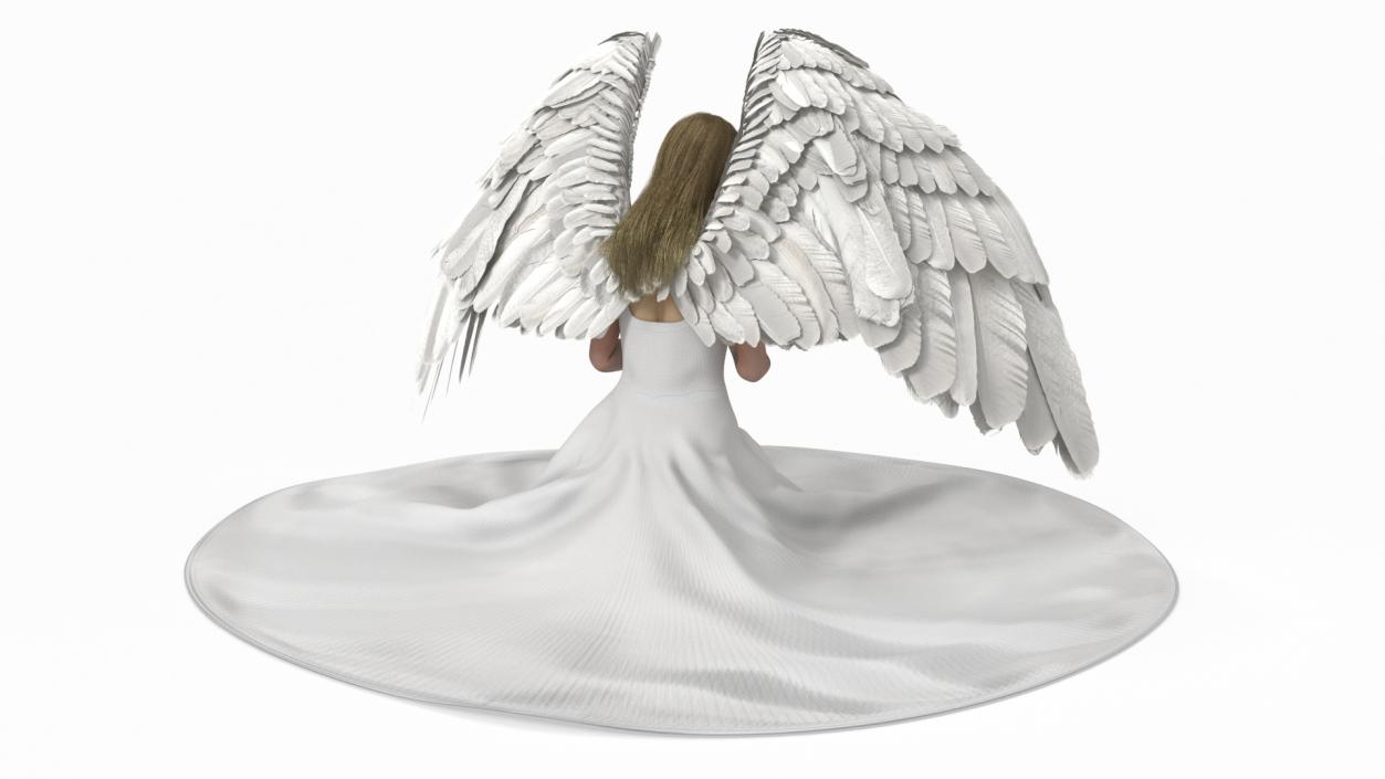 Blonde Girl Angel Praying 2 3D