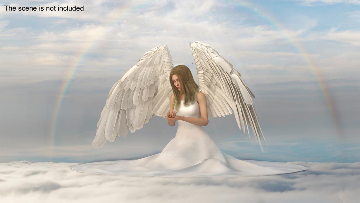 Blonde Girl Angel Praying 2 3D