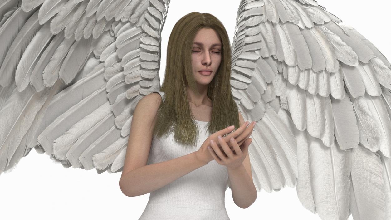 Blonde Girl Angel Praying 2 3D