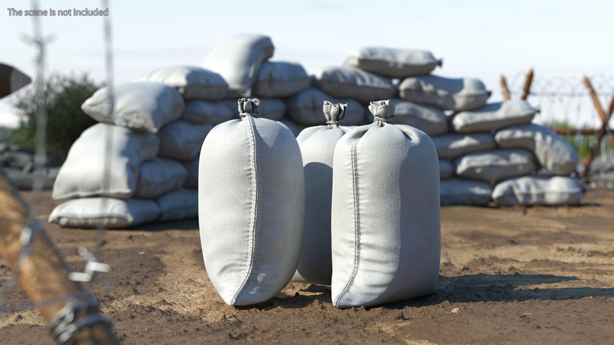 3D White Polypropylene Sandbags model