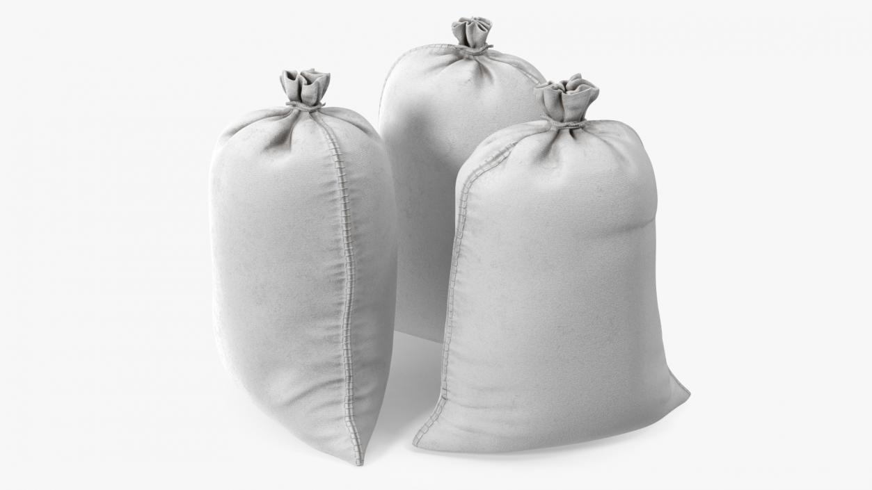 3D White Polypropylene Sandbags model