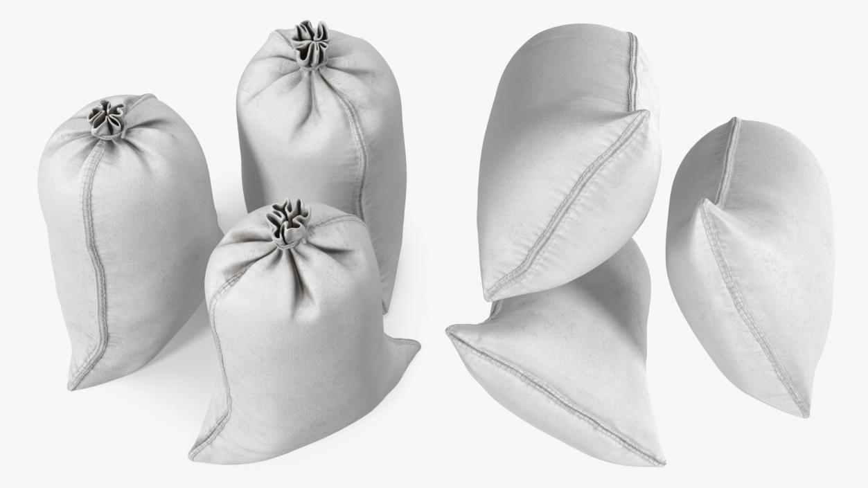 3D White Polypropylene Sandbags model