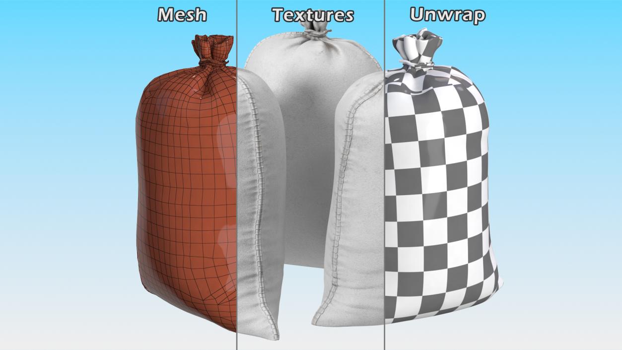 3D White Polypropylene Sandbags model