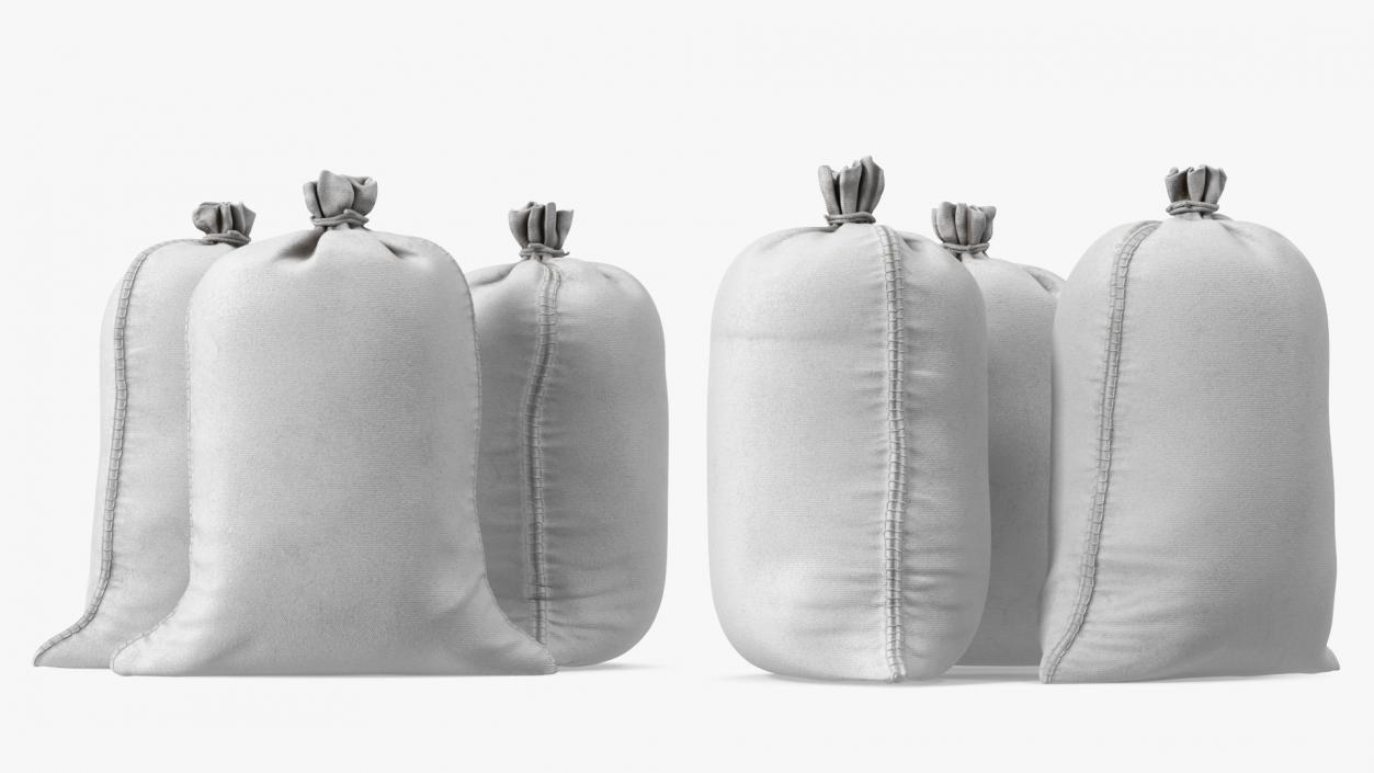 3D White Polypropylene Sandbags model