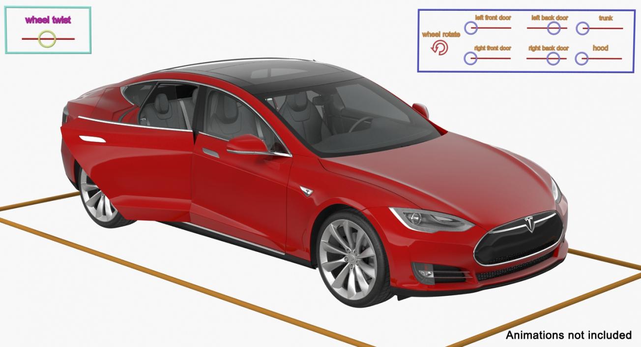 3D Tesla Model S 75 2015 Rigged model