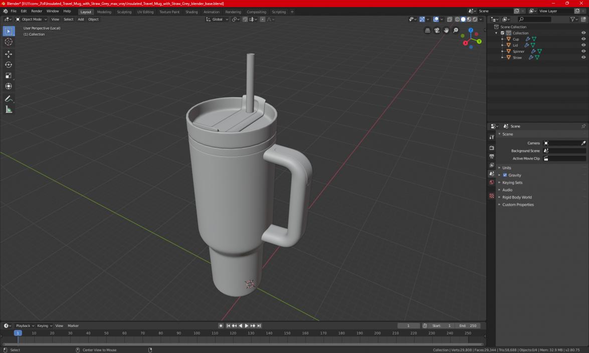 Stanley Insulated Travel Mug Black 3D model