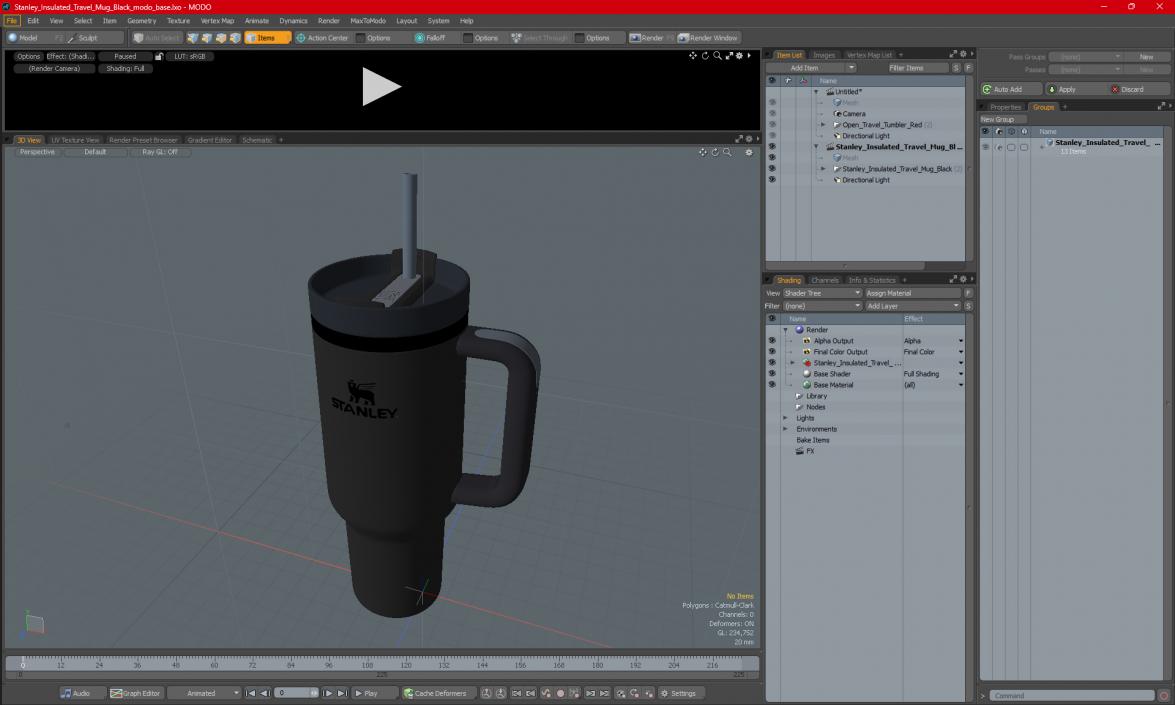 Stanley Insulated Travel Mug Black 3D model