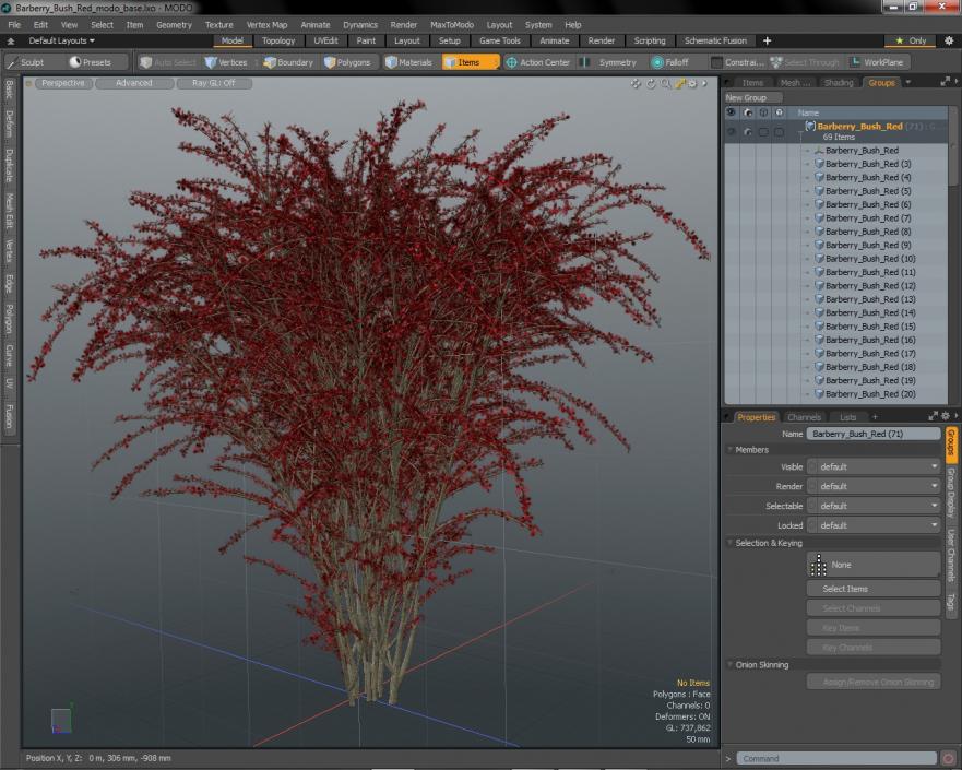 Barberry Bush Red 3D