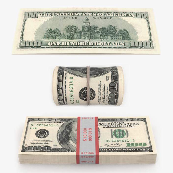 3D model One Hundred Dollar Bills 3D Models Collection