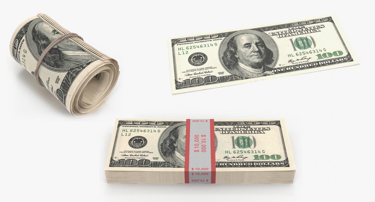 3D model One Hundred Dollar Bills 3D Models Collection