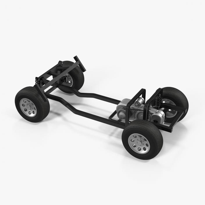 Golf Cart Chassis with Engine 3D model