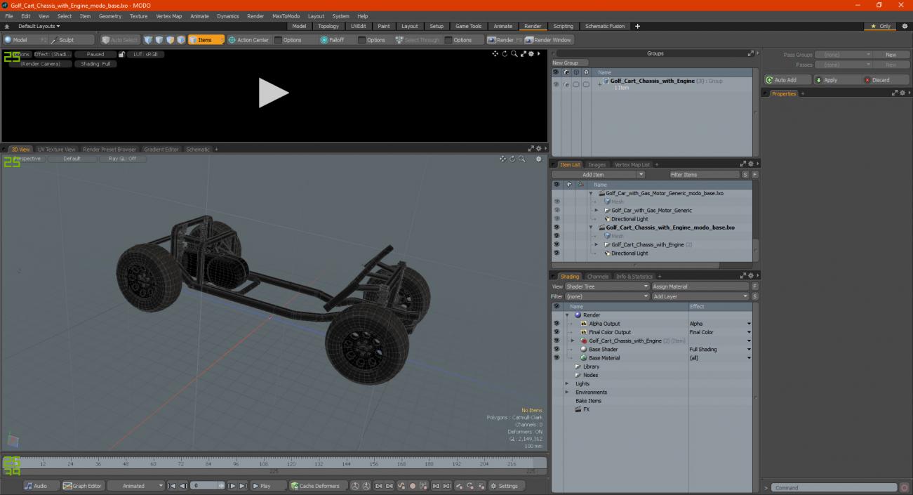 Golf Cart Chassis with Engine 3D model