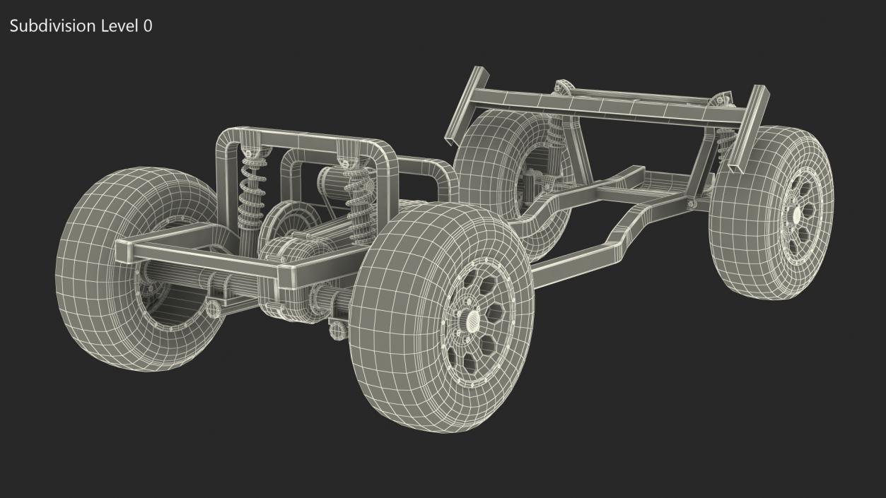 Golf Cart Chassis with Engine 3D model