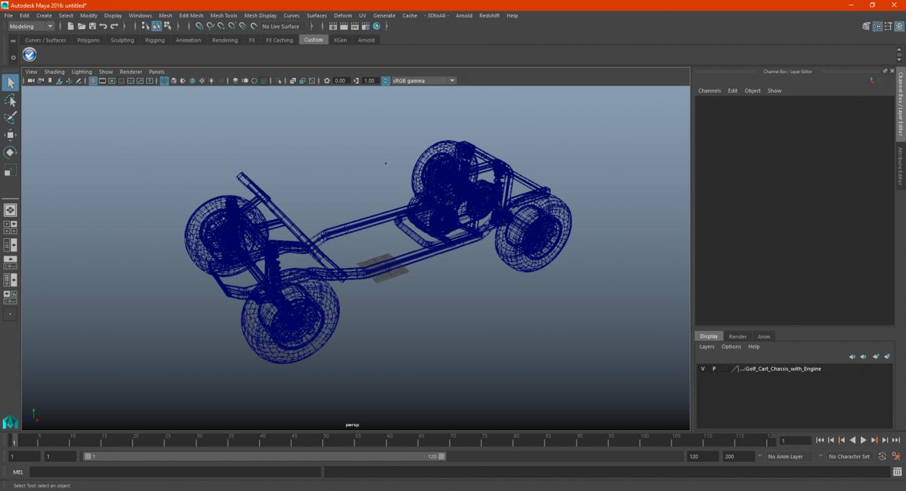 Golf Cart Chassis with Engine 3D model