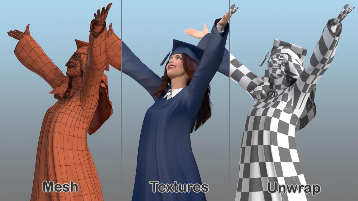 3D model Graduating Student Celebrating Pose