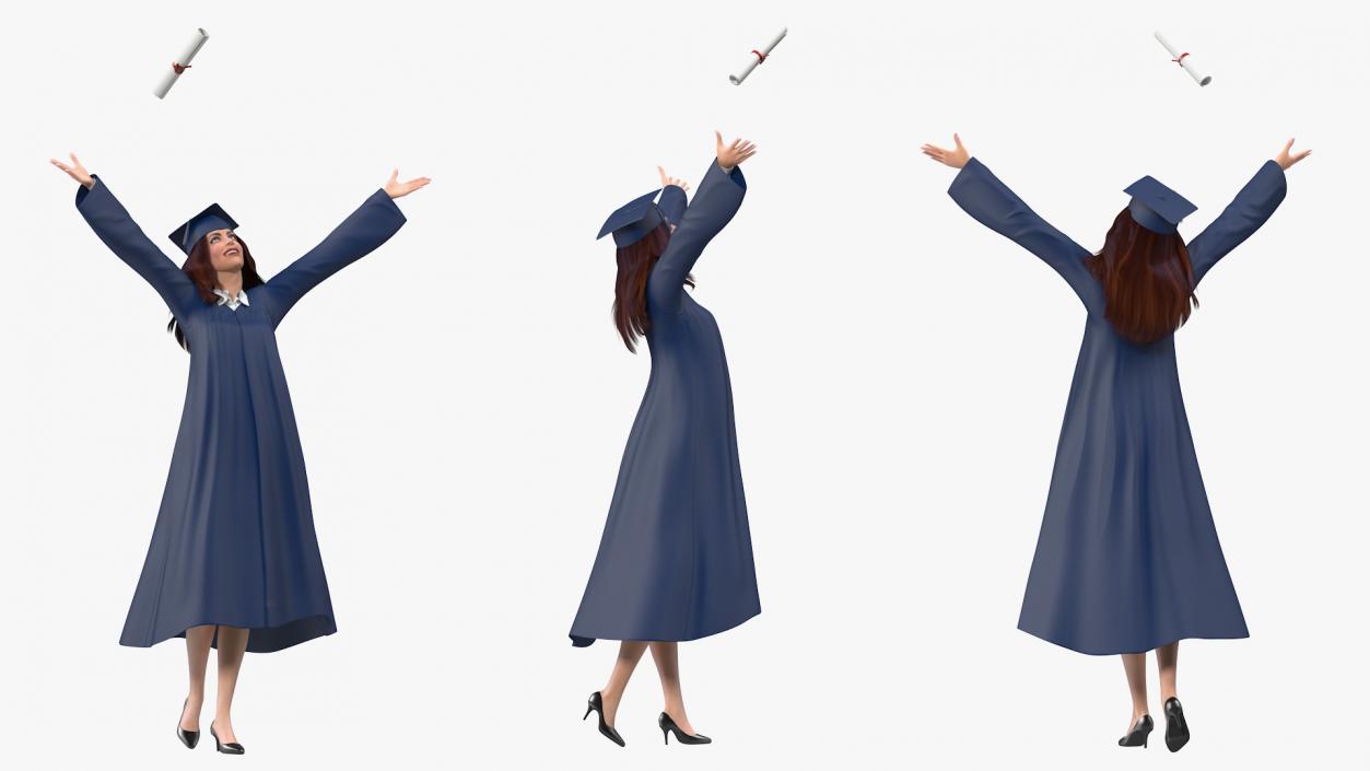 3D model Graduating Student Celebrating Pose