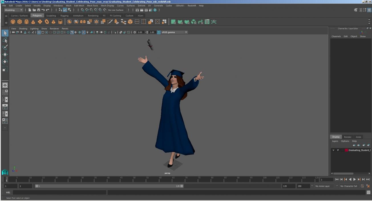 3D model Graduating Student Celebrating Pose