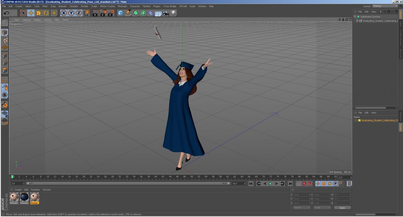 3D model Graduating Student Celebrating Pose