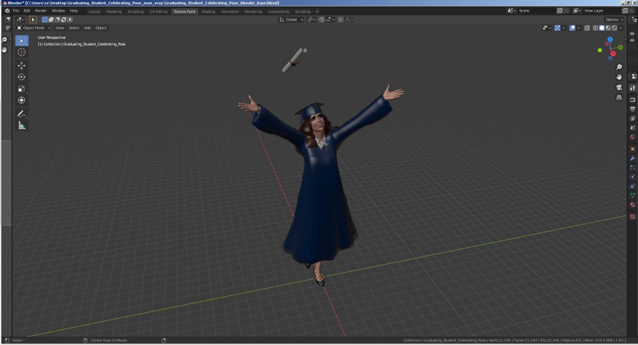 3D model Graduating Student Celebrating Pose