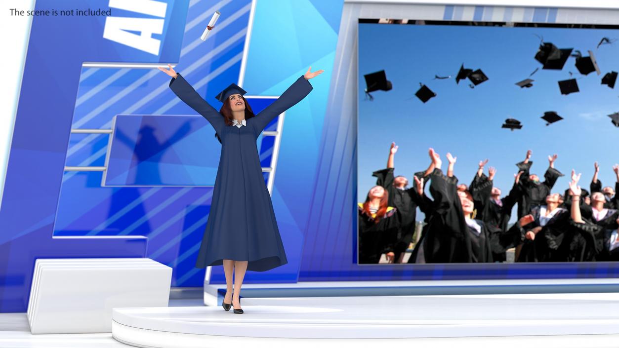 3D model Graduating Student Celebrating Pose