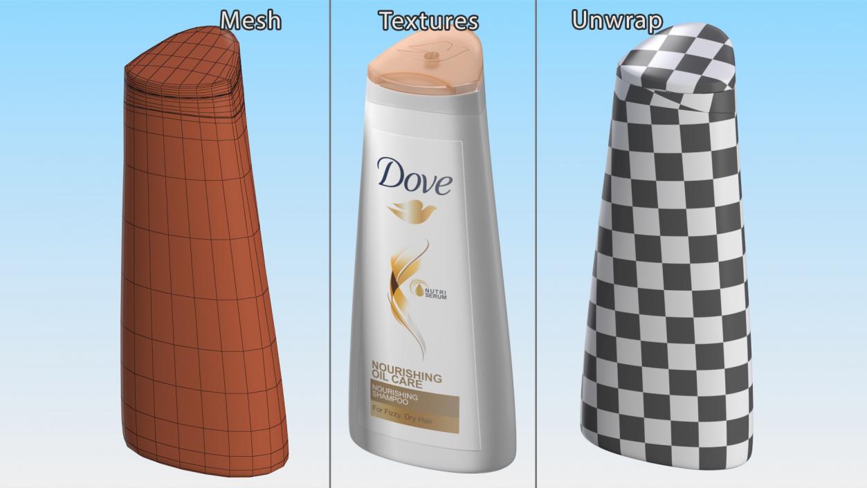 Dove Nourishing Oil Care Shampoo Bottle 3D model