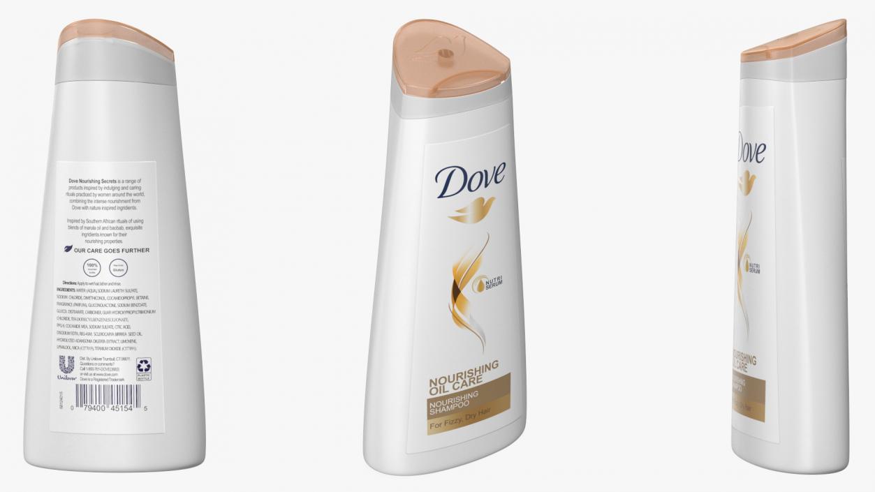 Dove Nourishing Oil Care Shampoo Bottle 3D model