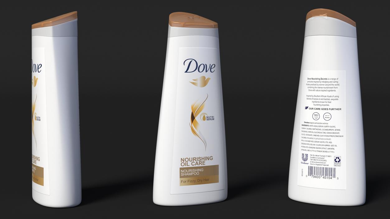 Dove Nourishing Oil Care Shampoo Bottle 3D model