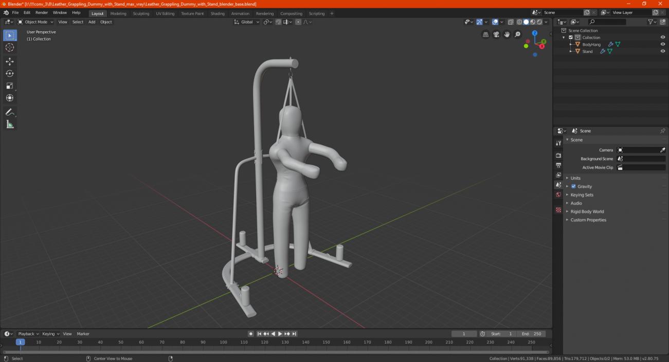 Leather Grappling Dummy with Stand 3D model